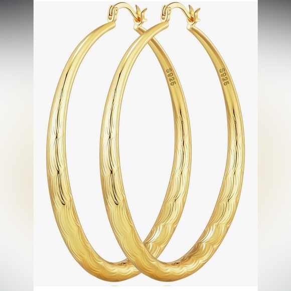 14k Gold plated Sterling 925 Hoop Earrings nickel free - Picture 1 of 3